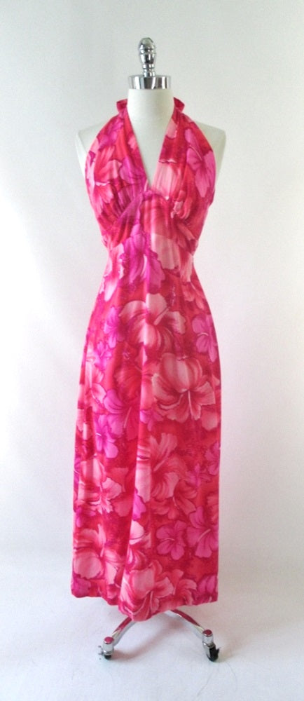 Pink Hibiscus Hawaiian Halter Dress ...